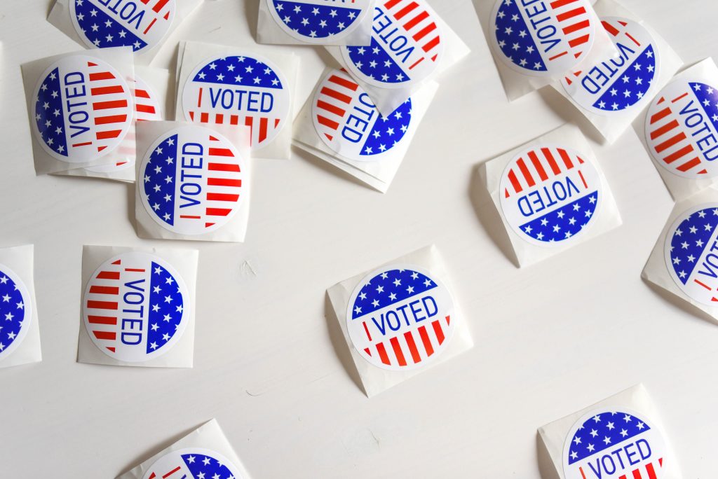 Stickers that have the words 'I Voted' on them